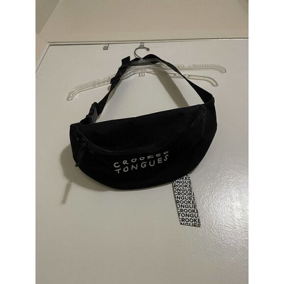NWT ASOS Crooked Tongues fanny waist pack in black with logo - Picture 3 of 4